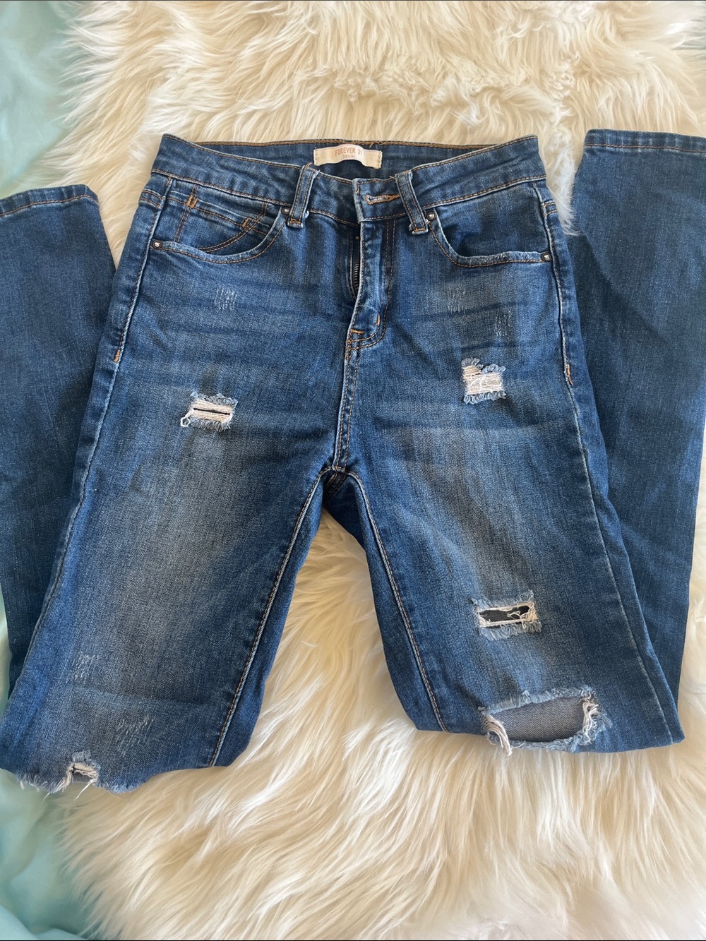 Classic Distressed Women's Blue Jeans